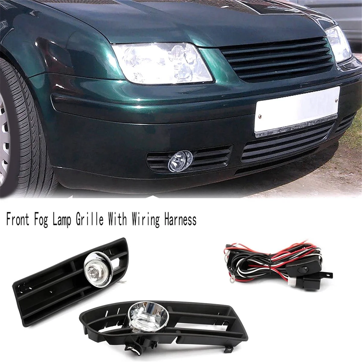 Front Fog Lights  embly Fog Lamp Grille with Switch Harness for VW Bora Jetta MK4 1998-2004