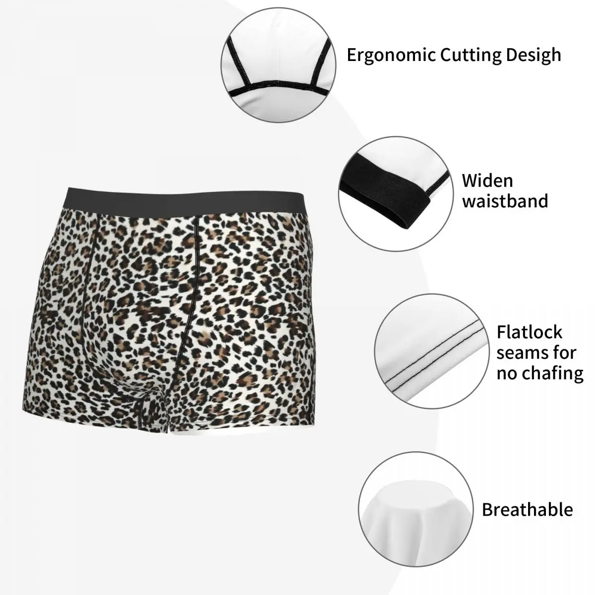 Custom Leopard Skin Print Underwear Men Breathable Cheetah Camouflage Boxer Briefs Shorts Panties Soft Underpants For Homme