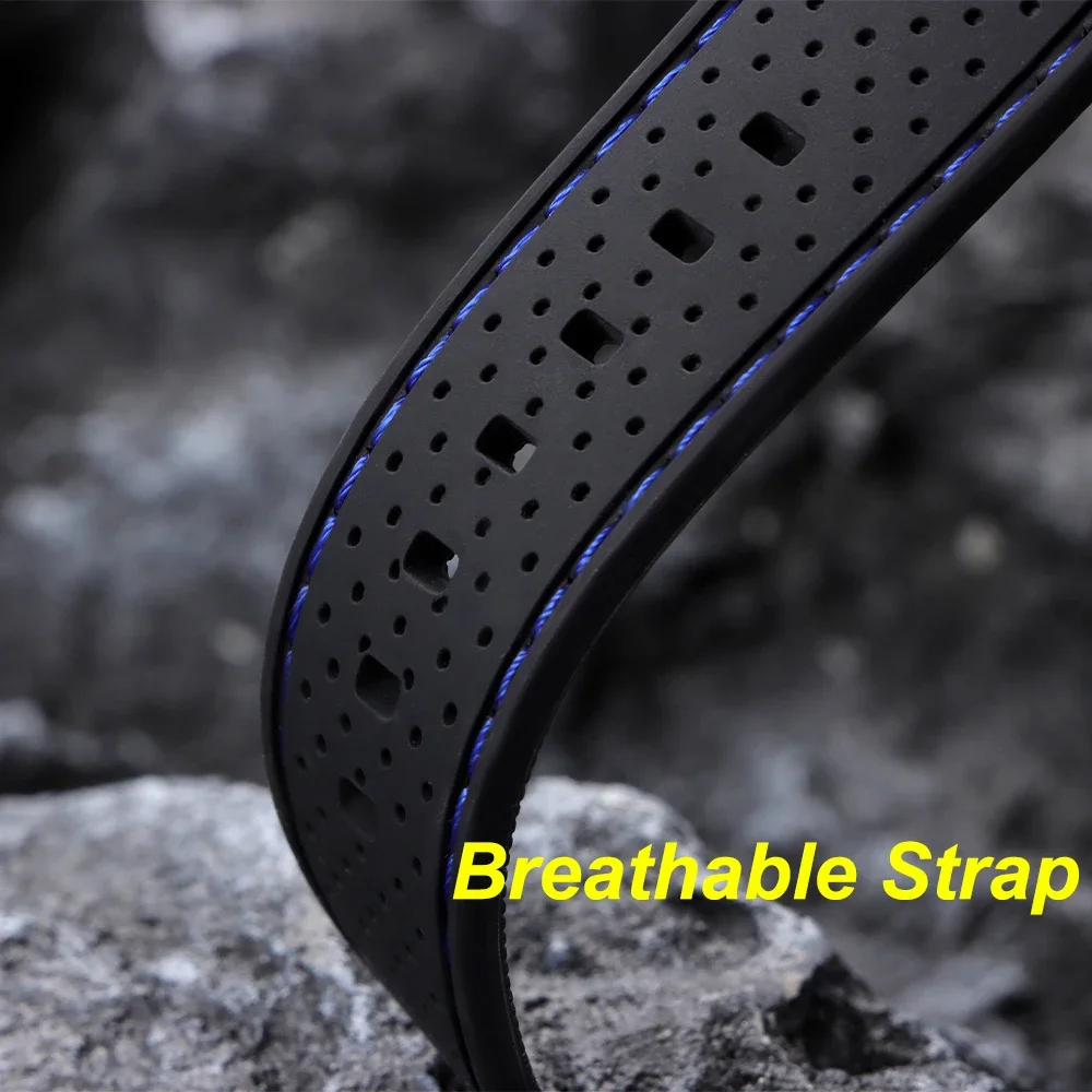 20mm 22mm Premium Silicone Watch Band Butterfly Buckle Waterproof Soft Rubber Strap Breathable Strap Replacement Universal Watch