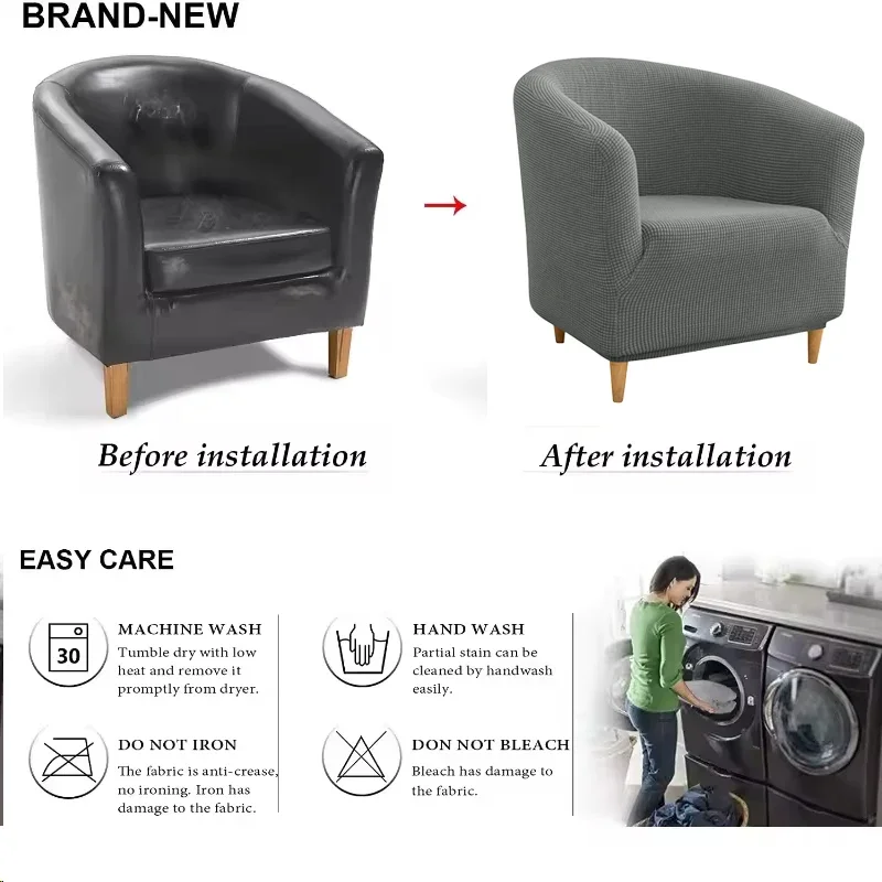 Imagen 7: Funda de sofá para Club de Color sólido, fundas elásticas para sillas y bañera, funda elástica para sofá de un solo asiento, fundas para sillón, Bar de estudio, mostrador para el hogar