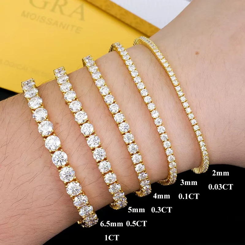2/2.5/3/4/5/6.5mm D Color VVS1 Full Moissanite Tennis Bracelet For Women GRA Certified 925 Sterling Silver 18K Rose Gold Plated Sparkling Fine Jewelry Gift For Her