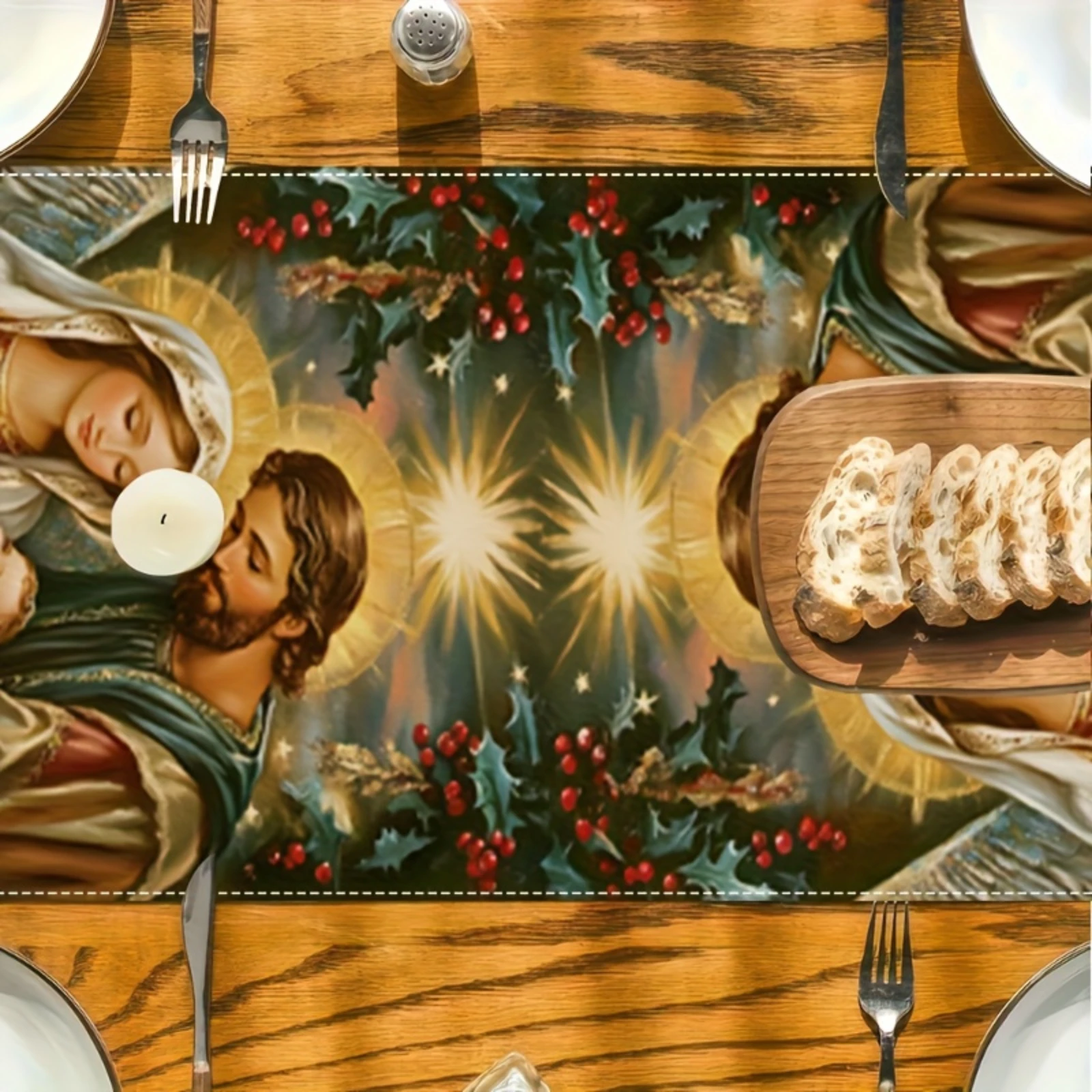 

Christmas Table Runner Six-pointed star hat Merry Christmas Hanukkah Design Kitchen Dining Table Decoration Home Party Holiday