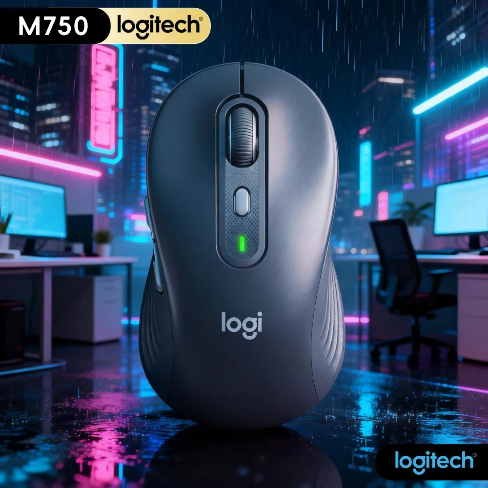 Logitech M750 Ergonomic Mouse Quiet Comfort Click Three Device Fast Sync Twenty Month Battery Desk Practical Tool