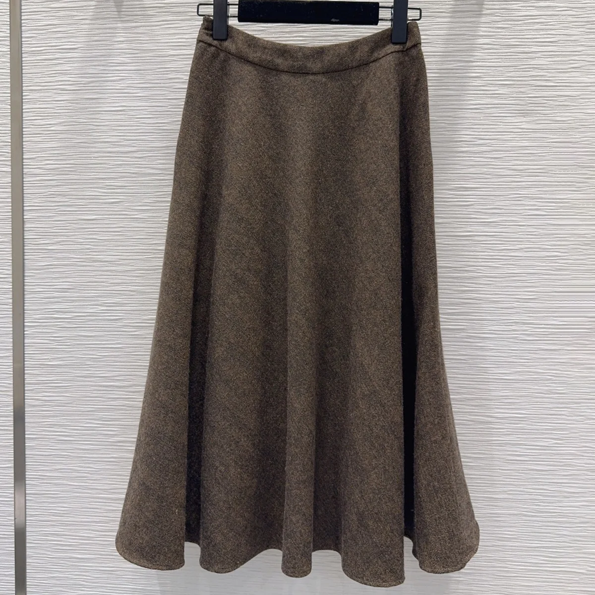 High Quality Women's Midi A Line Skirt Herringbone Pattern High Waist Flared Swing Long Skirt lyt26101906