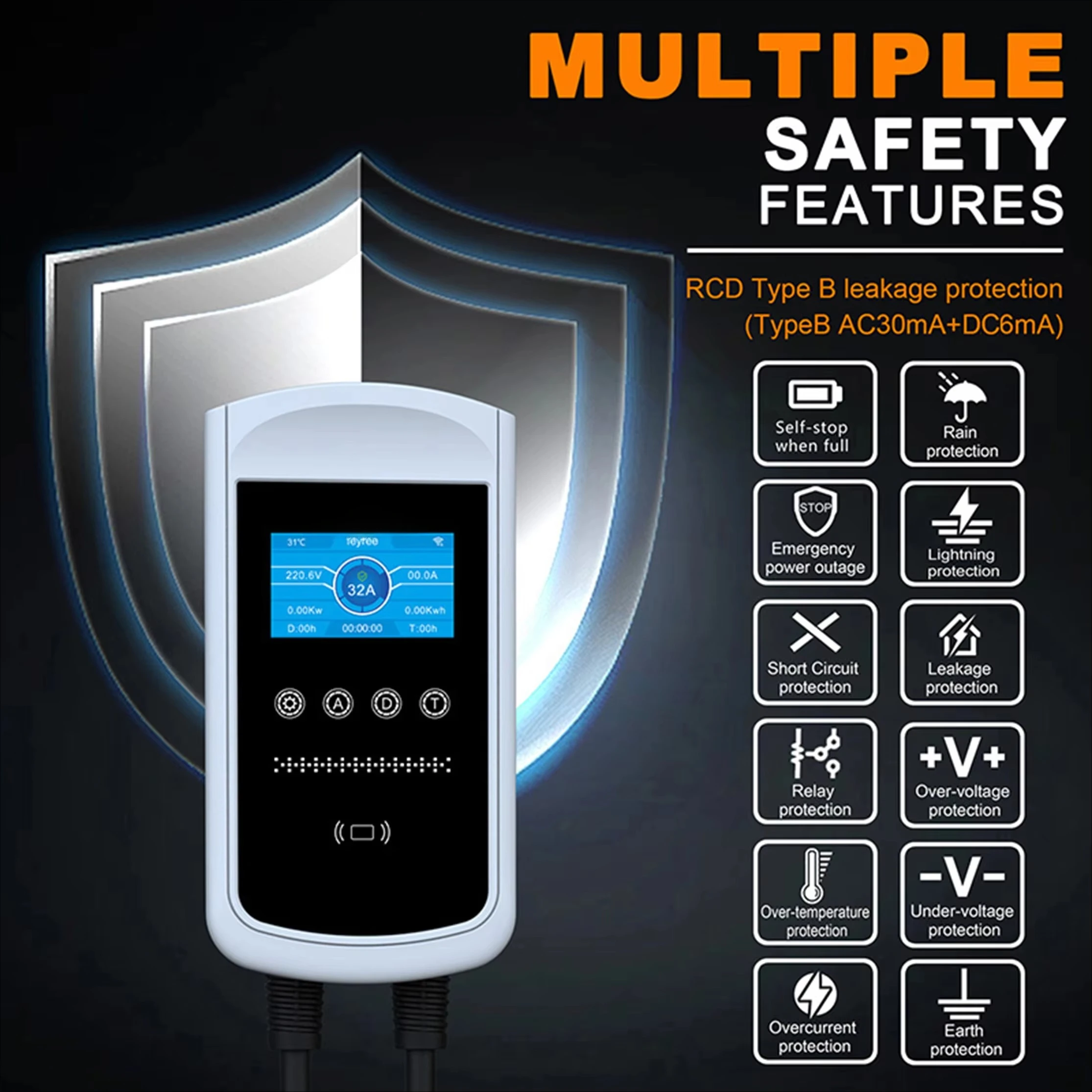 شروط جديدة لمحطة شحن المركبات الكهربائية المثبتة على الحائط بقدرة 22 كيلو وات CCS مناسبة لـ BYD Tesla NACS GBT 1