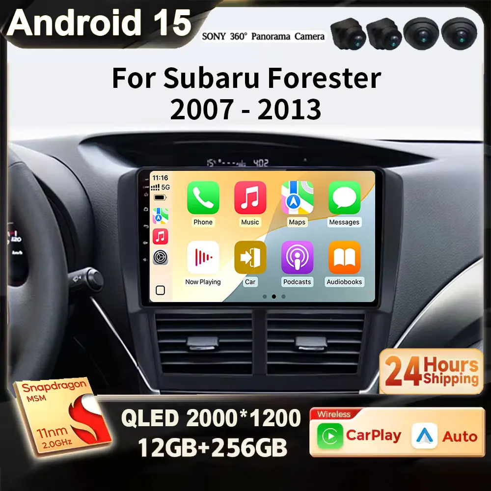 Para Subaru Forester 3 SH Impreza 2007-2013 Android 15 coche Multimedia Vento inalámbrico Carplay Auto Radio estéreo DSP 2 Din 4G
