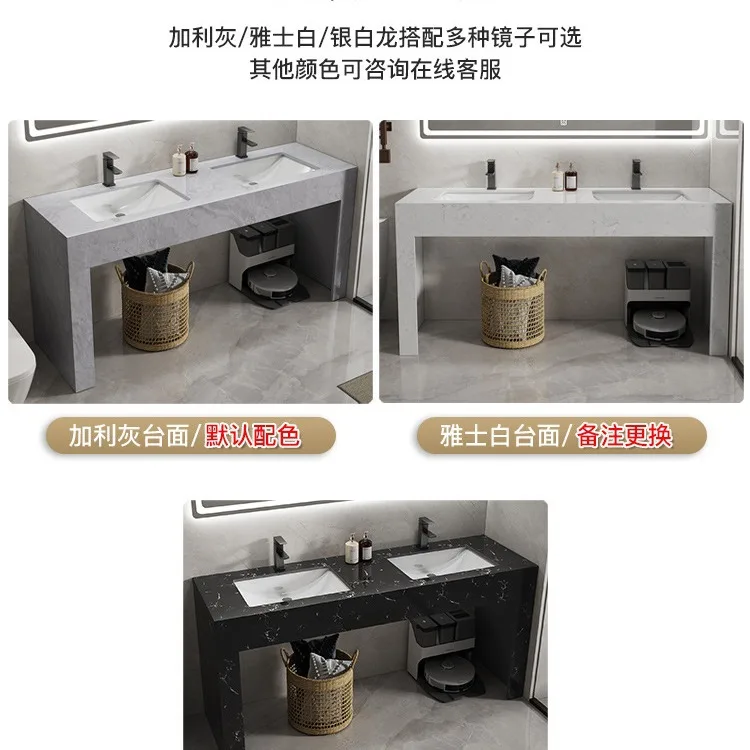 Simple Slate Bathroom Cabinet Sink Public Toilet Intelligent Induction Double Washbasin Sets Floor Furniture Custom Wash Table