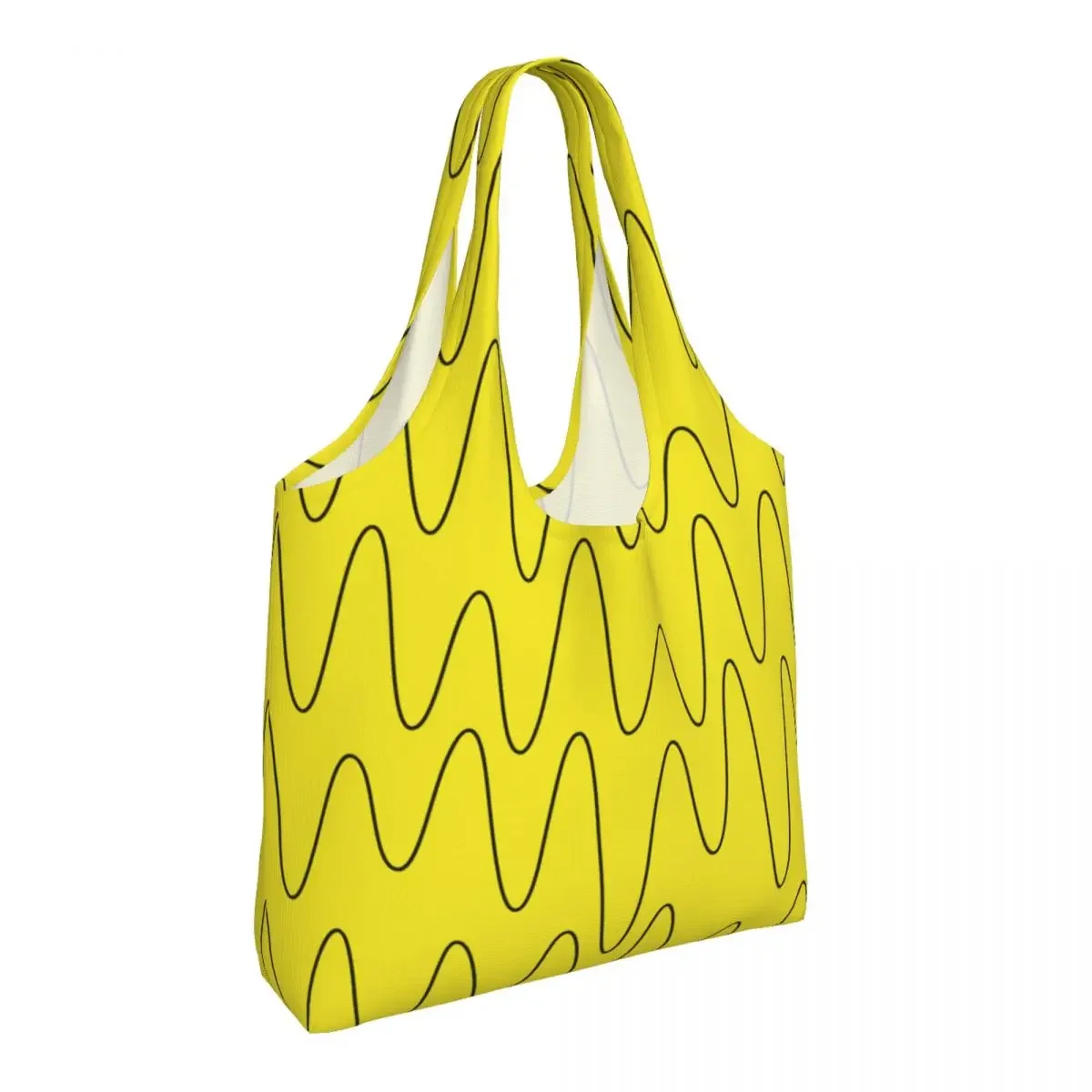 Custom Sound Waves Sunflower Yellow Shopping Tote Bags Reusable Street Eldridge Canvas Groceries Shoulder Shopper Bags Handbags