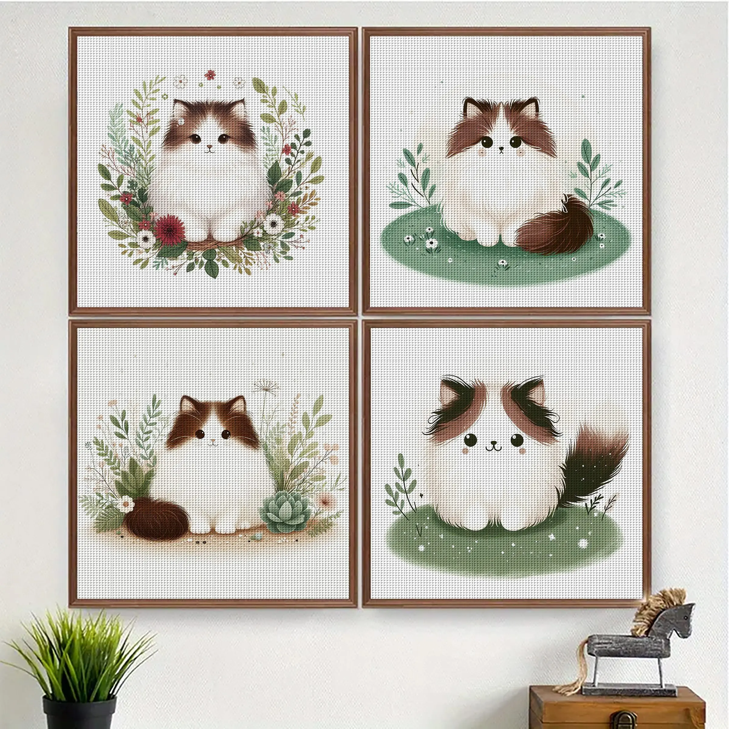 

1 шт., 46x46 см/18,11x18,11 дюймов, набор для вышивания крестиком 11CT, милый лесной кот, набор для вышивания крестиком для начинающих взрослых, для расслабляющего творчества.