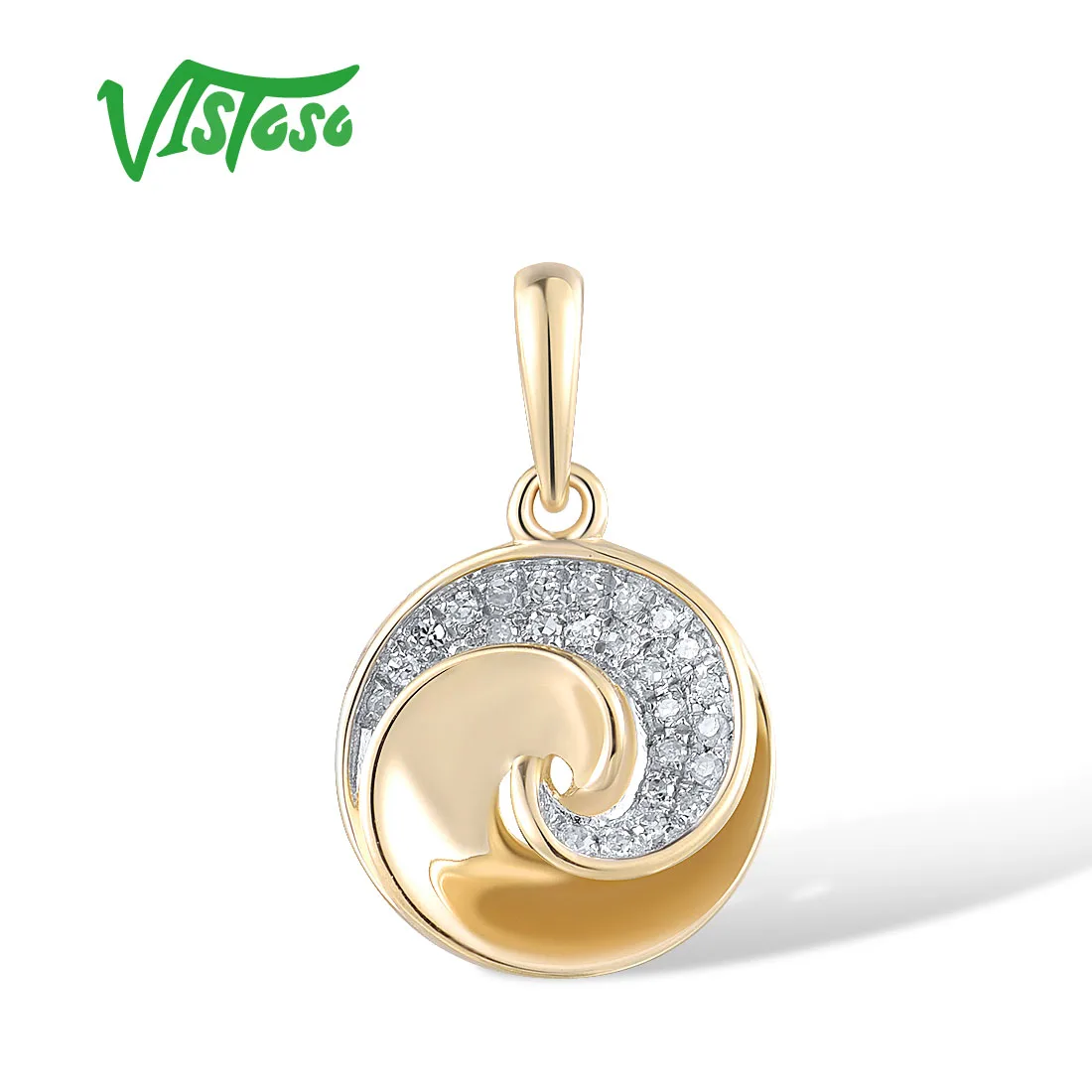 

VISTOSO Pure 14K 585 Yellow Gold Pendant For Women Sparkling Shiny Diamond Fancy Circled Style Fashion Trendy Fine Jewelry