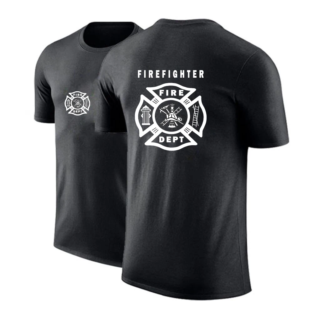 2024 Firefighter Rescue Team Summer Men Printing Cotton Casual Ordinary Short Sleeve Solid Color Popular Quick Drying Tees Tops