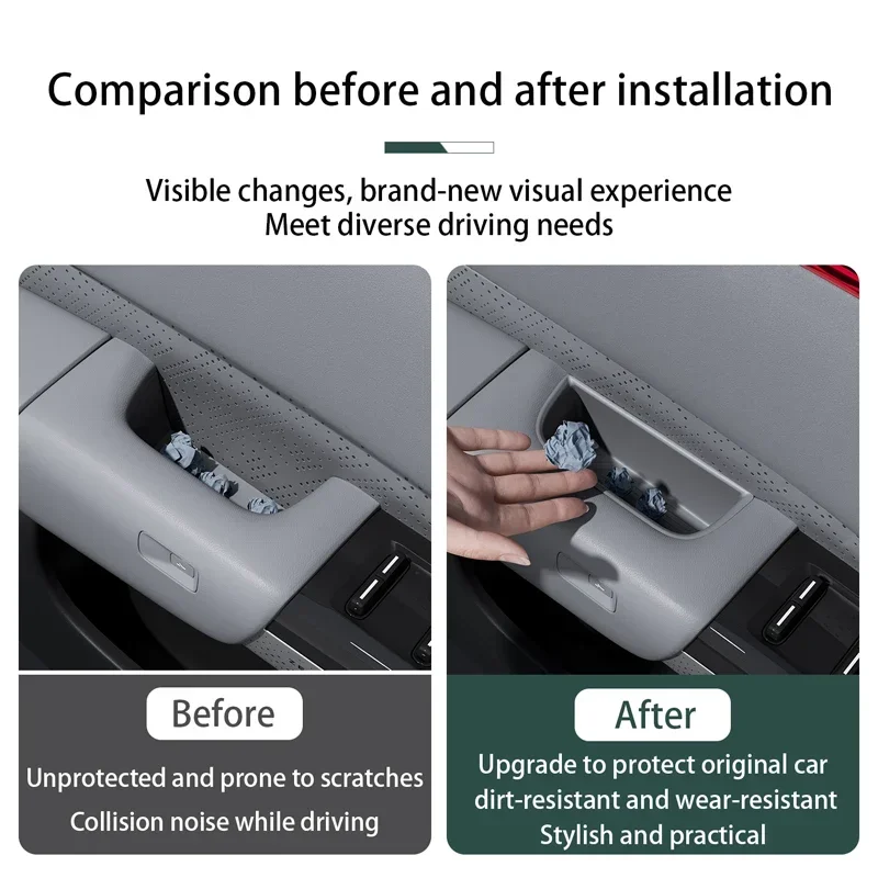 IOSN For ZEEKR 7X 2024-2026 Inner Door Handle Silicone Storage Box Shock absorption anti-rattle Car interior accessories