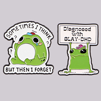 Cute Frog Enamel Pin Funny Animal Quote Brooch Pines Lapel Pins Badge on Backpack Clothing Accessories Fashion Jewelry Gifts