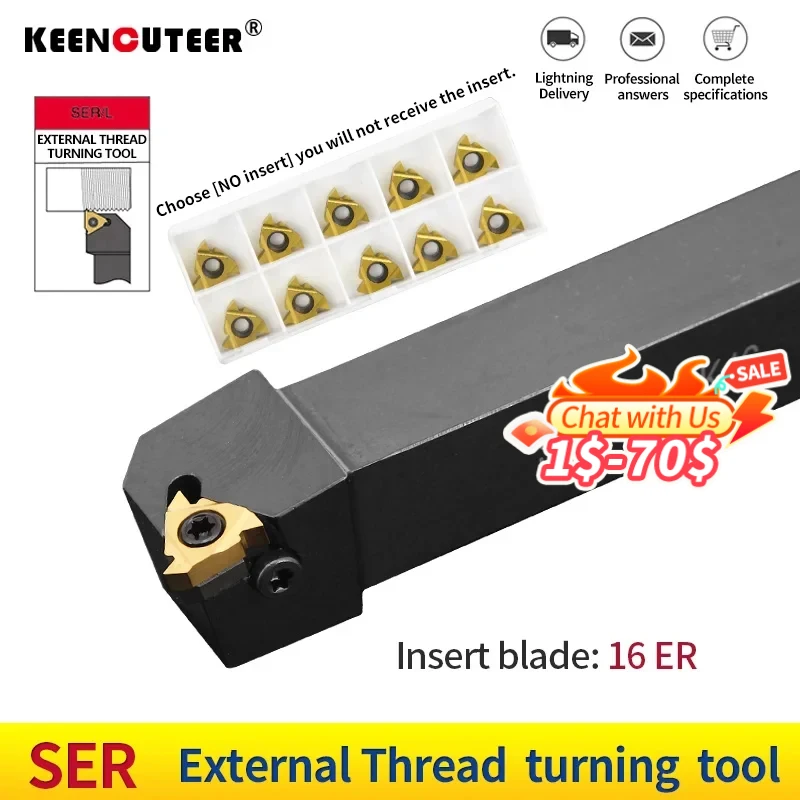 SER1616H16 SER2020K16 SER2525M16 Outils de tournage à filetage externe outils, coupe-tour, inserts en carbure16ER, support CNC insert fileté tournage métaux outil tour à métaux