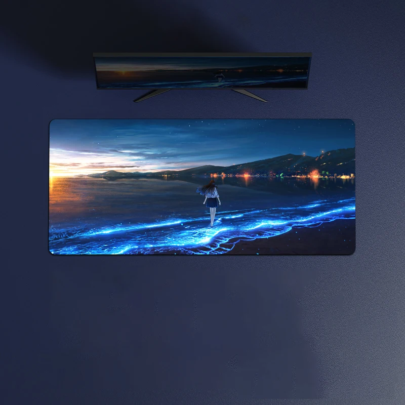 

Classic Anime Seaside Girl Hd Print Gaming Mouse Pad Anime Rubber Desk Mat Keyboard Accessories Anti-Slip Design
