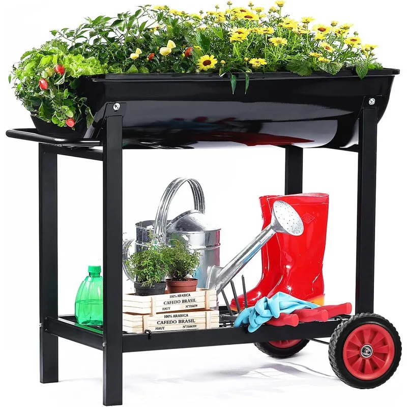 

Planter Box on Wheels with Gardening Kit, Elevated, Mobile Garden Bed Cart with Legs -Compatible with Indoor