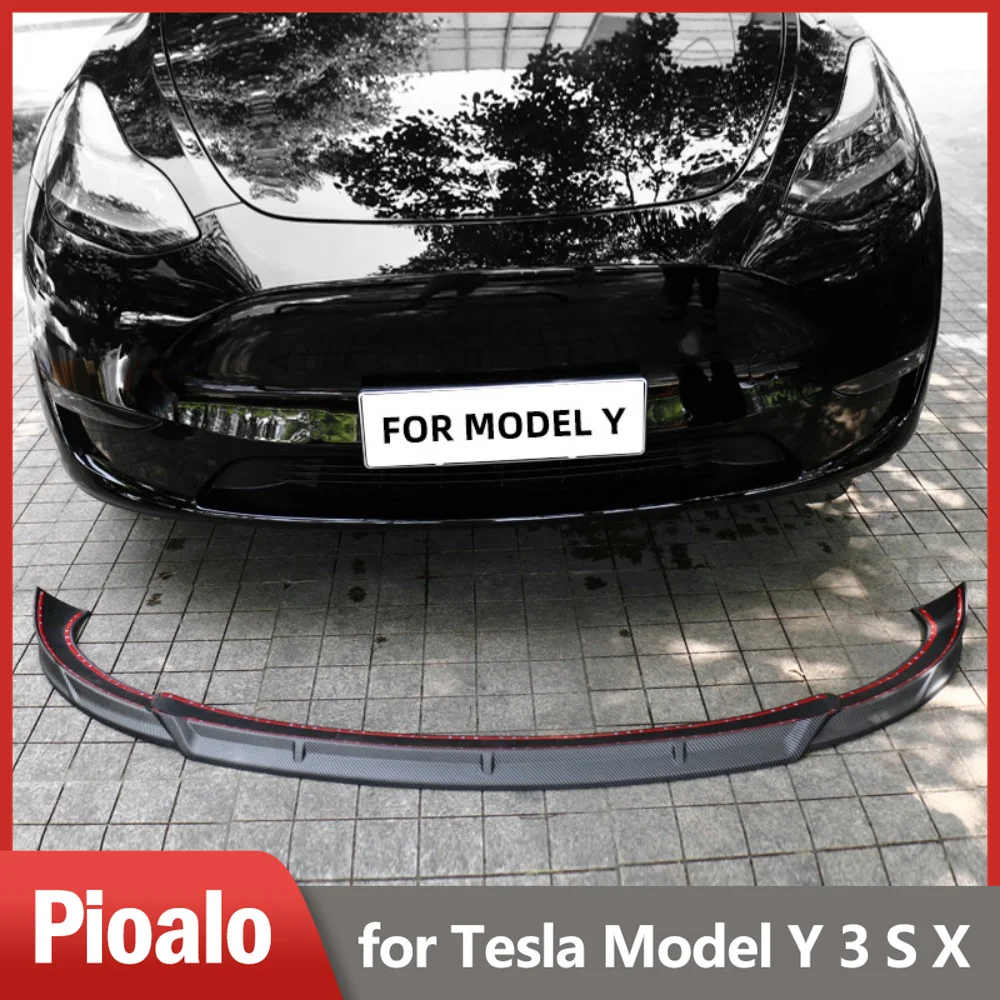 

Fit Tesla Model Y Front Bumper Lip Kit Car Glossy Mods Spoiler 2020-2023 Tesla Accessories Glossy Carbon Fiber Black