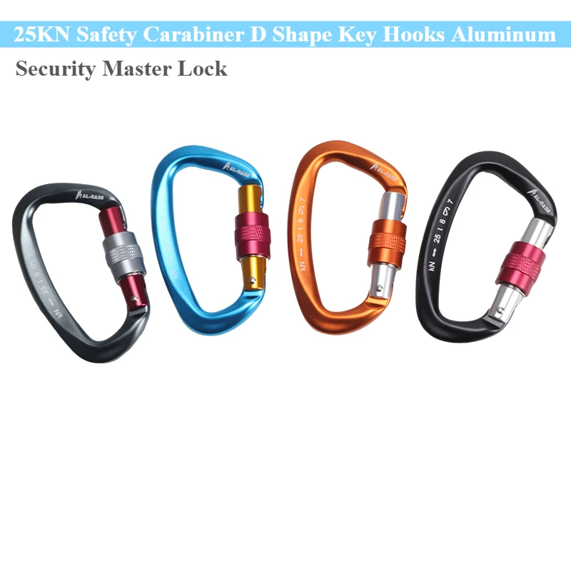 Neue 25KN Professionelle Sicherheit Karabiner D Form Schlüssel Haken Aluminium Klettern Sicherheit Master Lock Outdoor Ascend Camping Werkzeuge