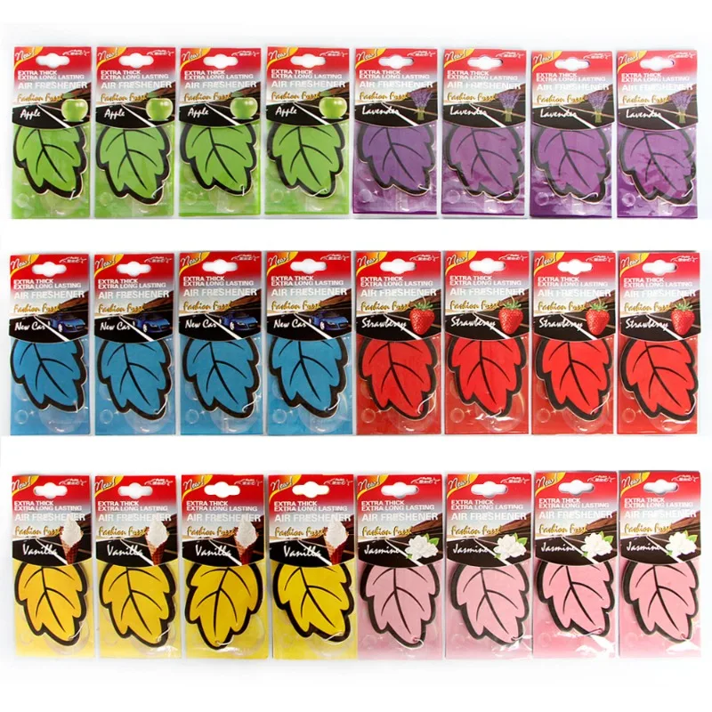 48PCS Car Air Freshener Natural Scented Tea Paper Auto Hanging Leaf Shape One-piece Car Decoration Perfume Tablets Freshener