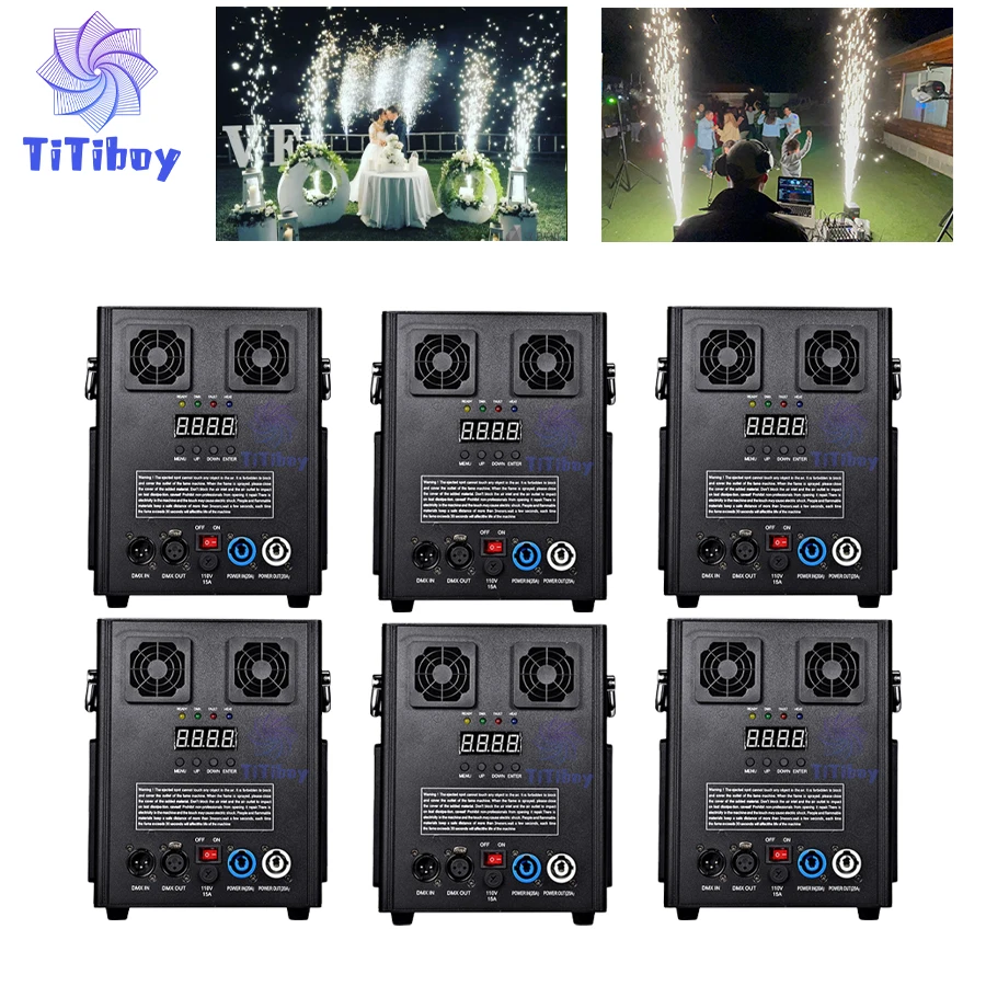 0 Tax 6Pcs Electronic 600W Cold Spark Firework Machine For DJ Wedding Celebration Dmx Remote Control Sparkular Fountain Machine