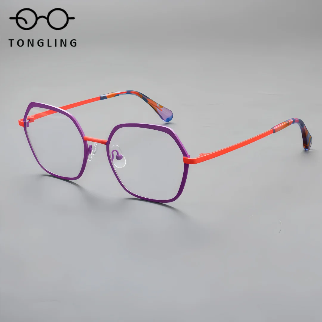 Women Handmade High-Quality Acetate Alloy Mixed Glasses Sophisticated Men Fashion Colorized Multi-Layered Simple Eyeglass Frame