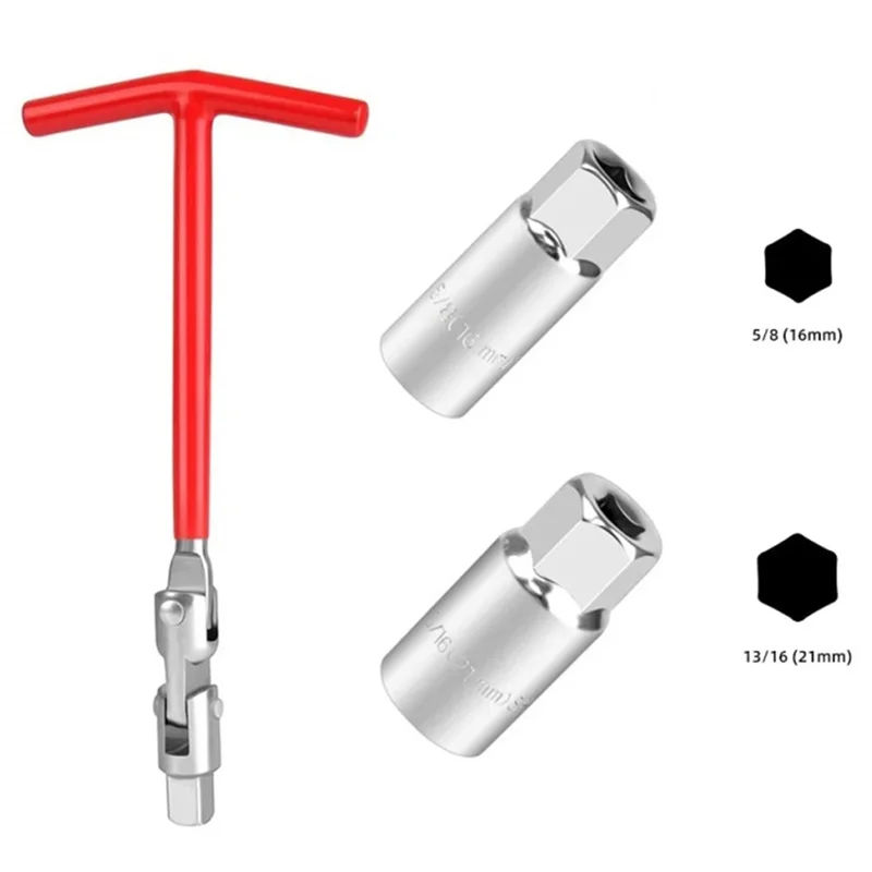 A03F-Chiave a bussola Strumento per la rimozione della candela 16Mm/18Mm/21Mm Chiave con impugnatura a T Kit di attrezzi per auto per la riparazione di motocicli