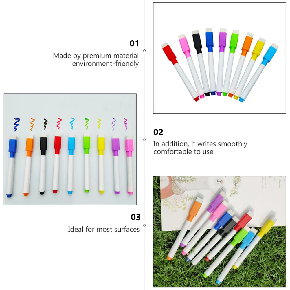 90 Pcs Wipe Marking Pen with Brush Whiteboard Dry Erase Marker Markers Writing School