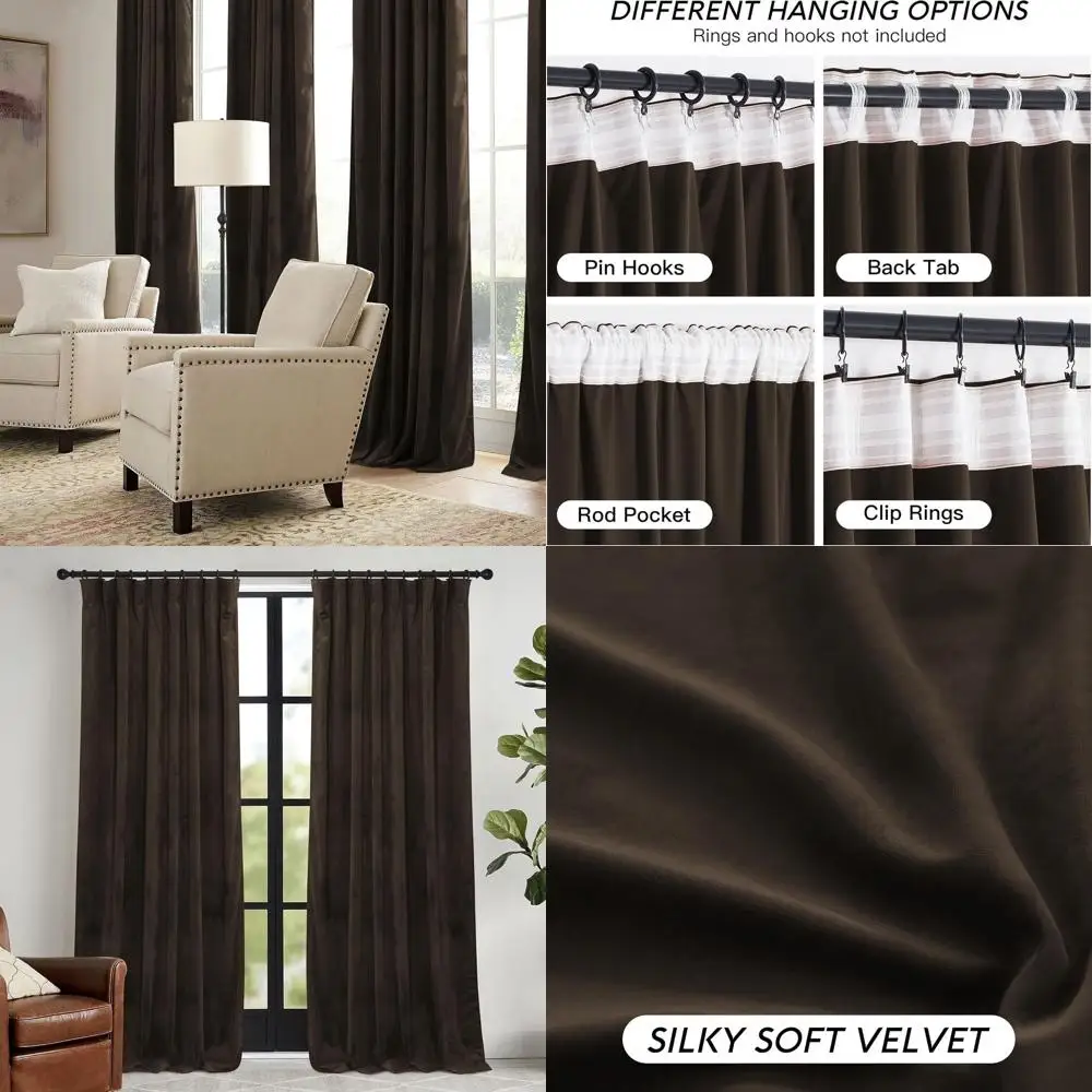 

Длинные затемняющие шторы Velvet 90, термоизолированные для спальни и домашнего кинотеатра, 52x90, комплект из 2 панелей