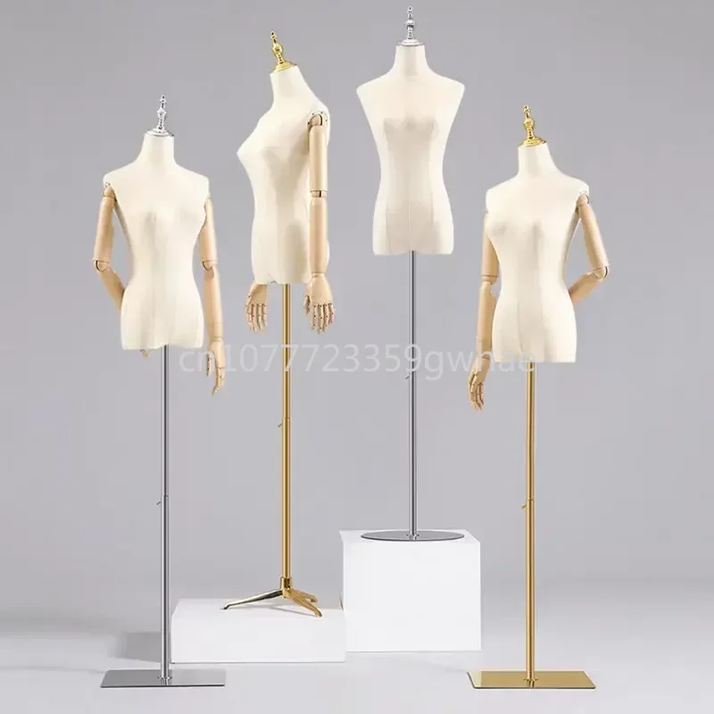 Human body model clothing design adjustable bracket female half body iron base human body model wedding dress display dummy