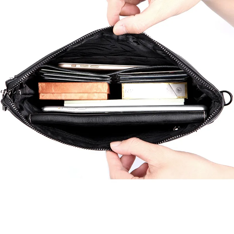 Wmnuo Brand Hand Bag Men Genuine Leather Soft Cowhide Clutches For Men Envelope Bag Men Wallet Clutch Bag Phone Pocket Hot