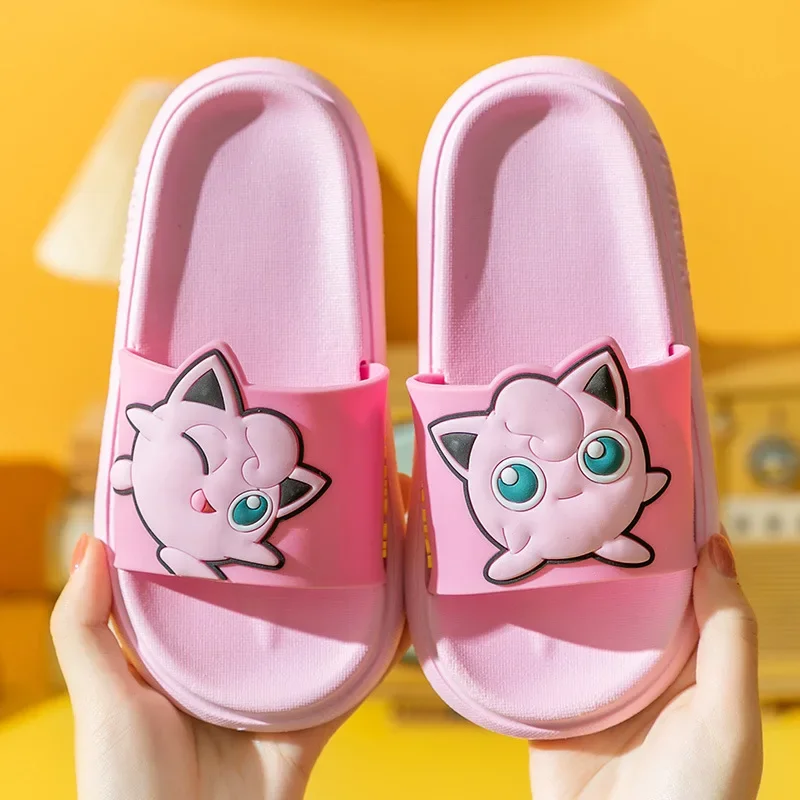 New Pokemon Baby Kawaii Soft Slippers Boys and Girls Indoor Home Sandals Pikachu Bathroom Non-Slip Cartoon Slippers Kids Gift