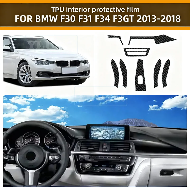 

For BMW F30 F31 F34 F3GT 2013-2018 Car Interior Film Center Console Multimedia PET Carbon Fiber Texture Protective Anti-scratch