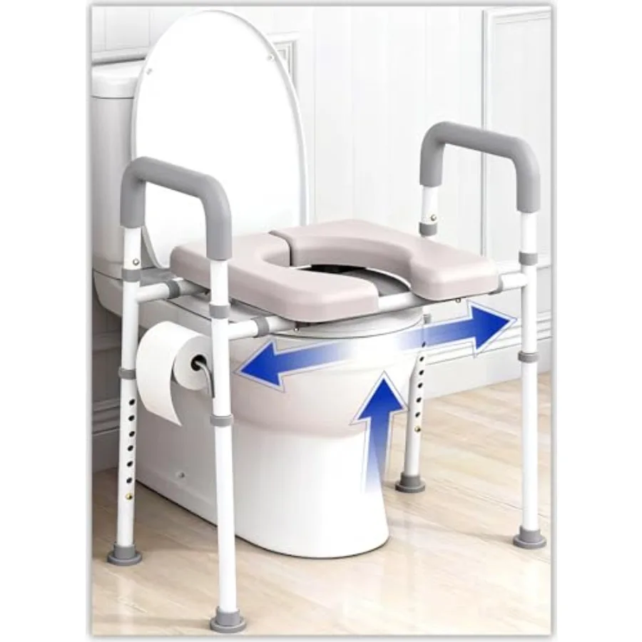 

Подъемник для унитаза с ручками для пожилых людей, регулируемый по ширине и высоте, выдерживает до 180 кг, легкий, белый, пластиковый