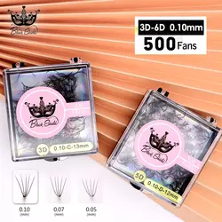 3D-6D 0.10 Thin Pointy Base Premade Loose Fans Lash Sharp Narrow Stem Lash Fans Matt Black Cluster Eyelash Extensions Faux Mink