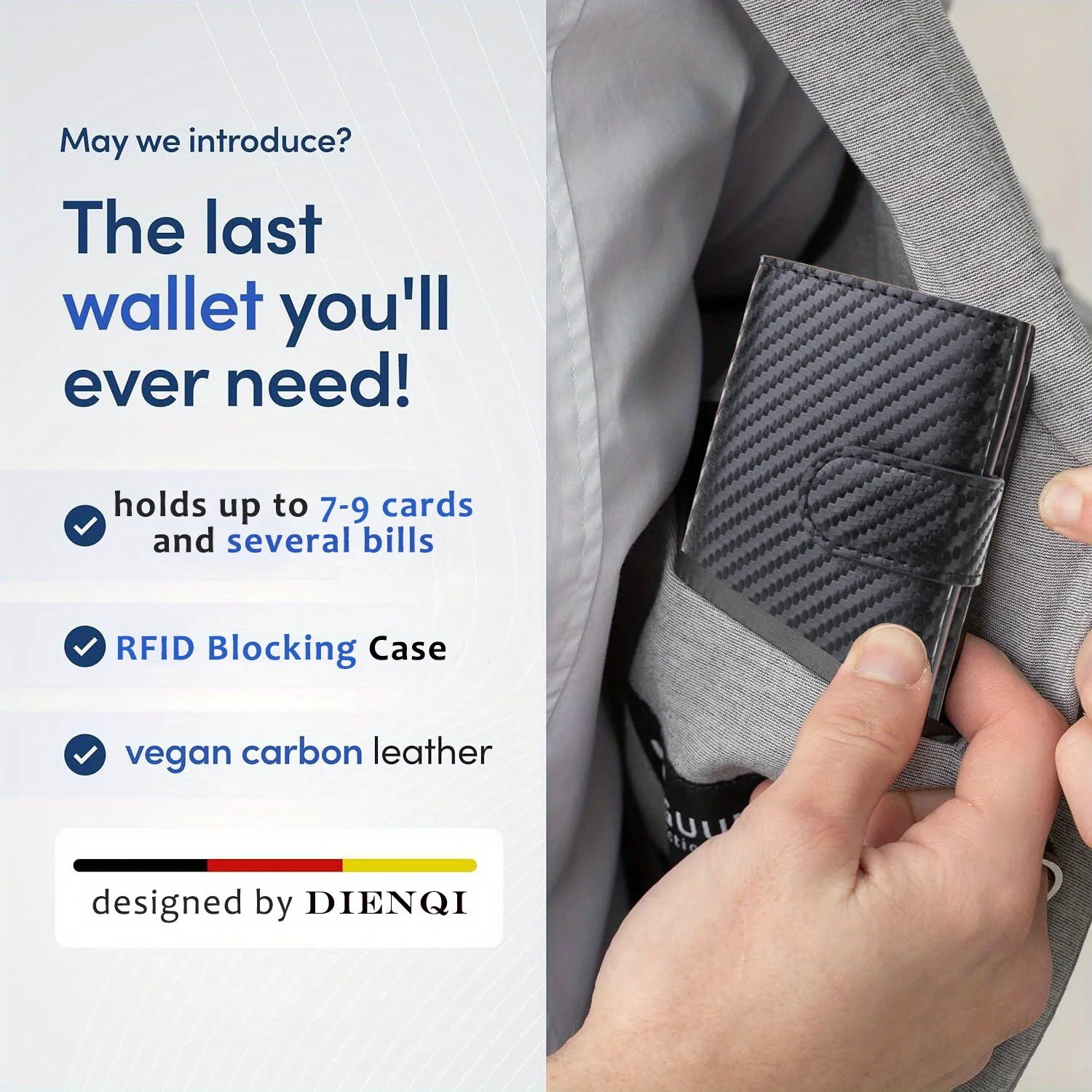 Rfid Microfiber Leather Men Wallets Short Leather Wallets Carbon Fiber Slim Card Holder Wallet Black Minimalist Wallet for Men image 3