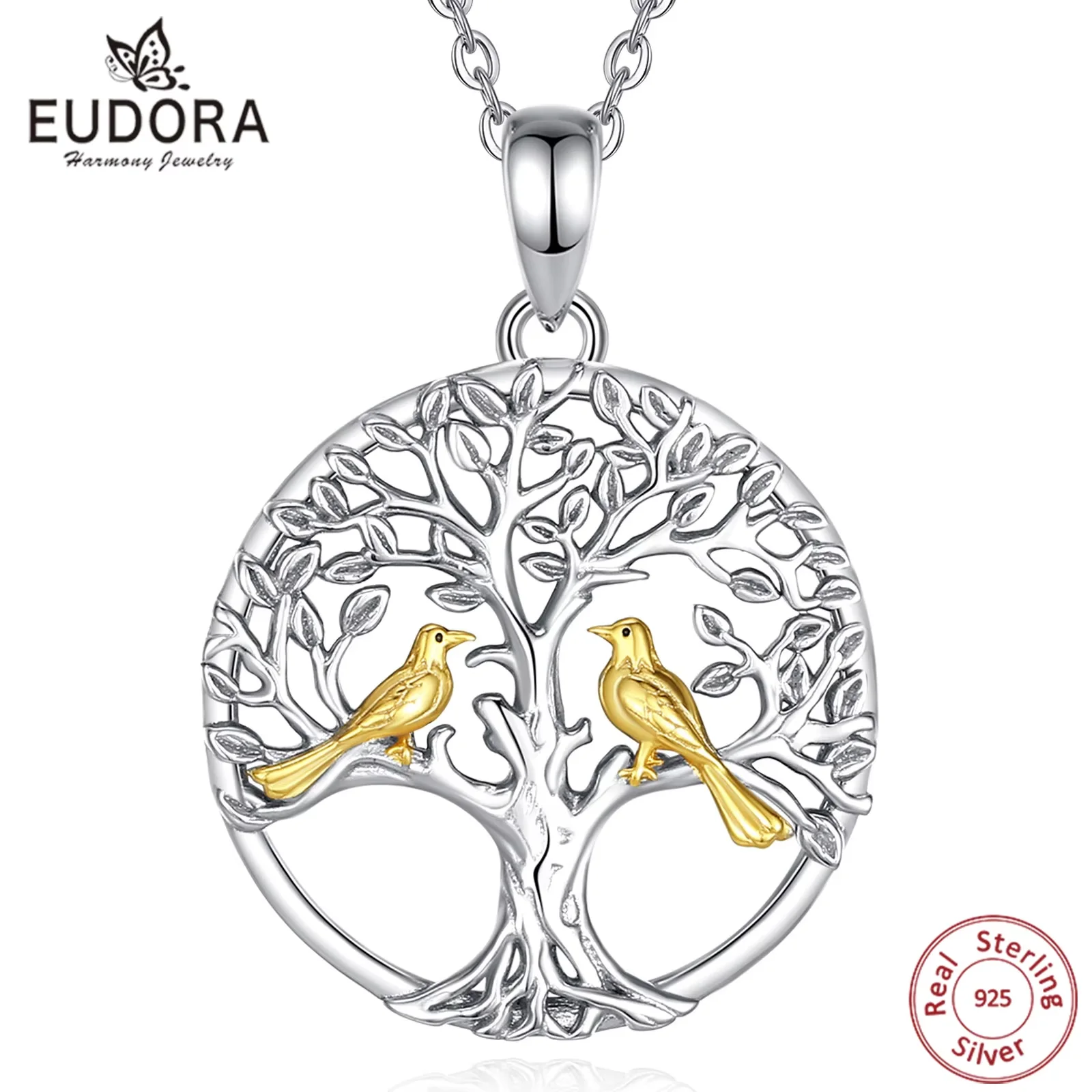 

Eudora 925 Sterling Silver Tree of Life Necklace Yggdrasil Hummingbird Pendant Tree Jewelry Gift for Mom and Grandma Women