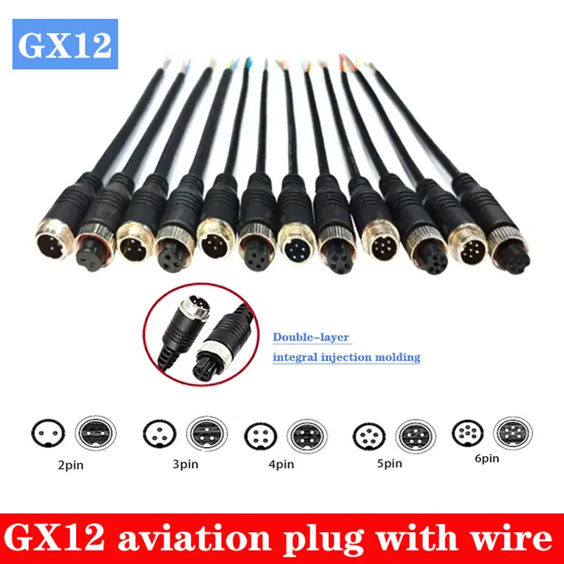 

Водонепроницаемый соединительный кабель GX12, 2/3/4/5/6-контактный 0,3/0,5/0,75 квадратный мужской женский авиационный разъем IP67, удлинительный провод для уличного автофургона