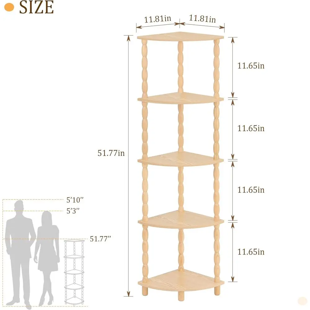 وحدة رفوف زاوية مكونة من 5 طبقات للمساحات المدمجة، حل تخزين حديث لديكور المنزل