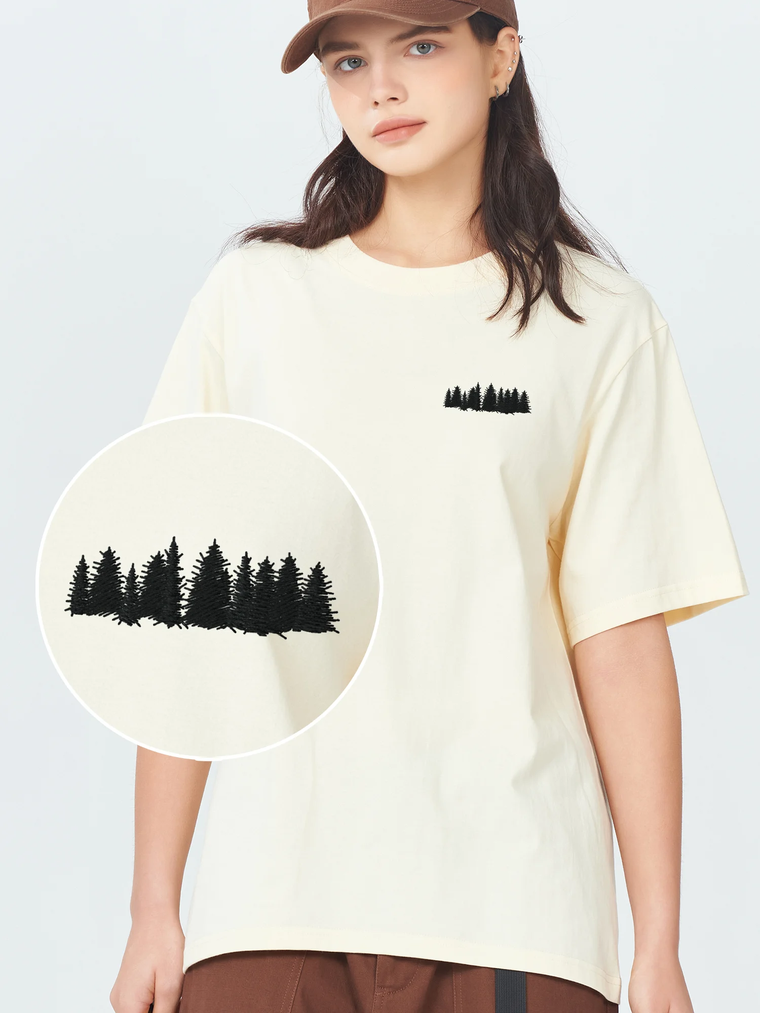 

Trees Embroidered Tshirt 100% Cotton Embroidery T-Shirts Luxury T Shirt Men High Quality Clothes St Patrick's Day