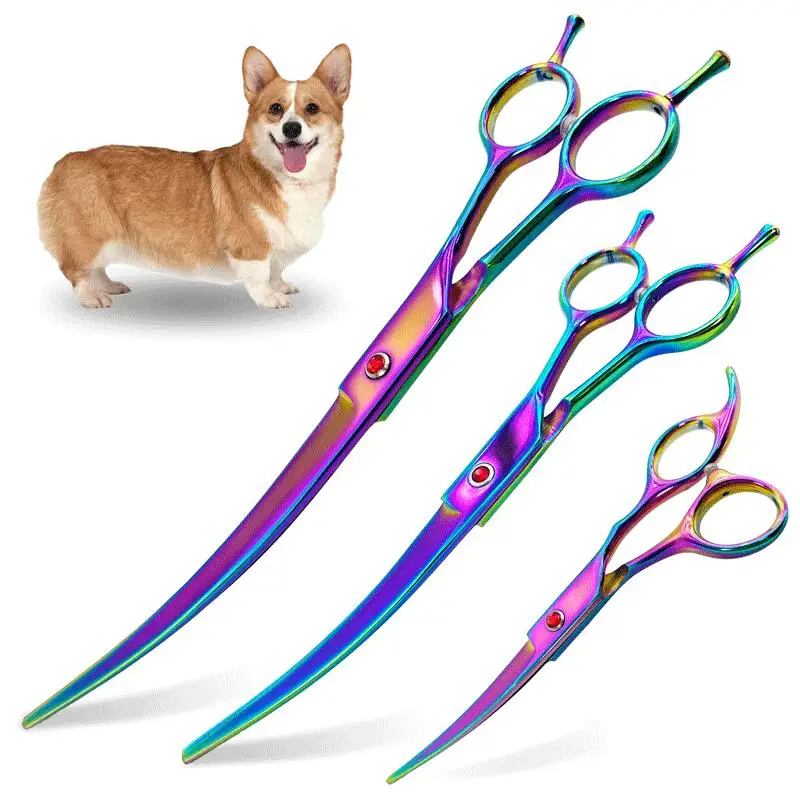 6，7，8.5 inch Dog Scissors Professional Bending Pet Grooming Scissors， Animal Scissors