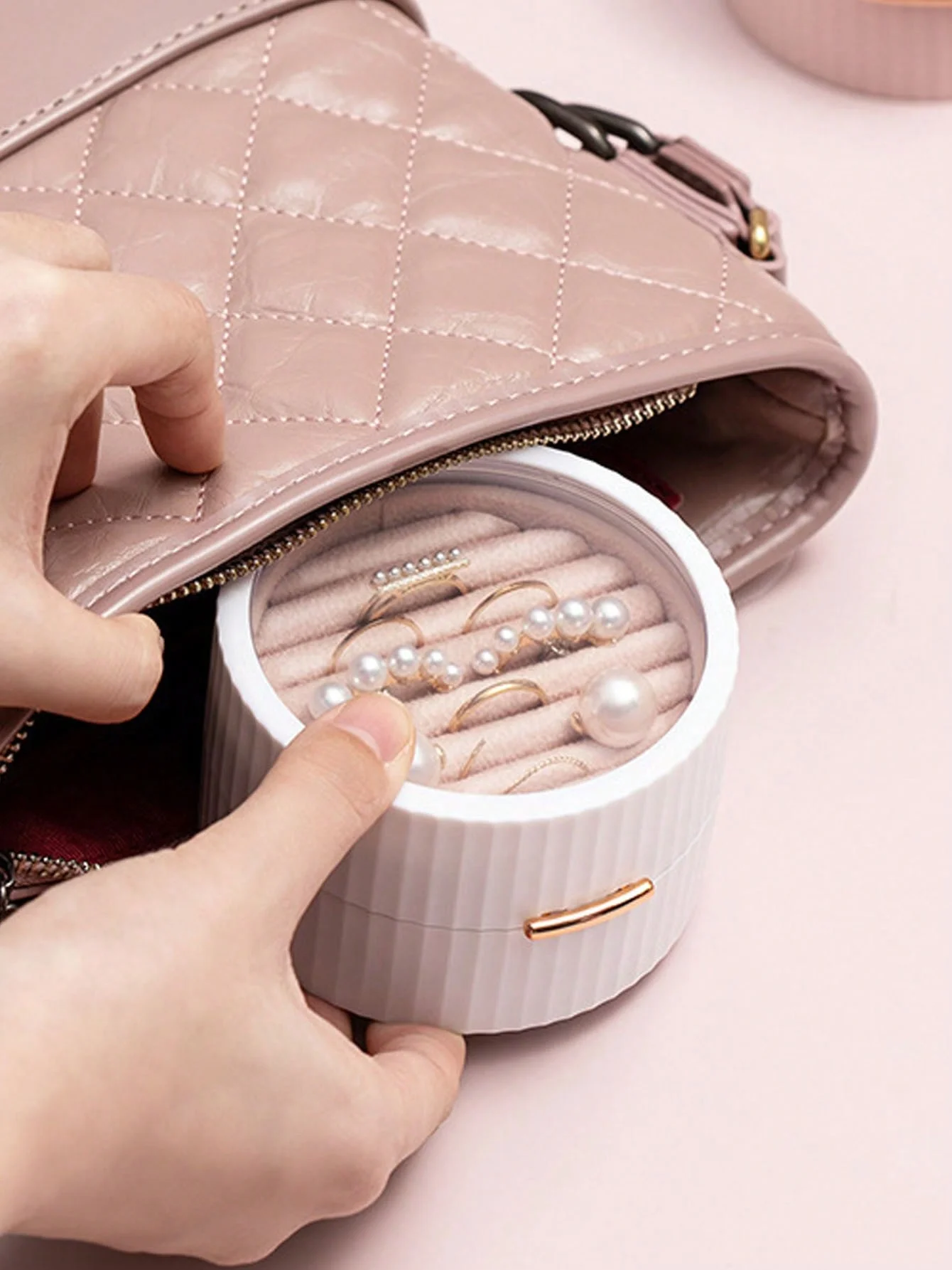 원형 링 보관함, 여행용 보석 상자, 반지 펜던트, 귀걸이, 목걸이, 정리함 보관함, 작은 거치대 상자, 1 개