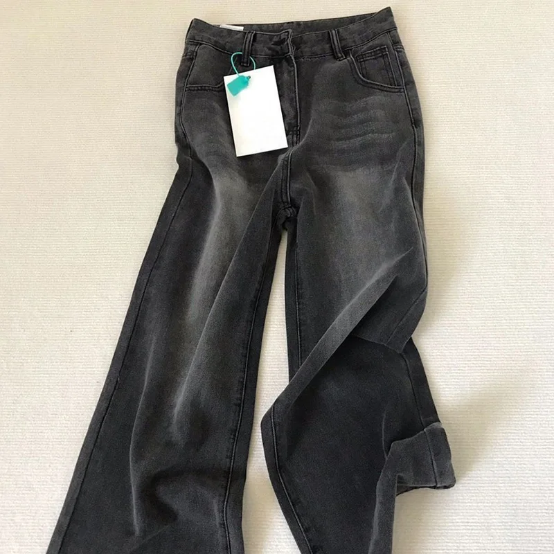 

Женские классические винтажные джинсы с высокой талией, брюки для девочек, корейские повседневные прямые джинсовые брюки, женские модные мешковатые тонкие брюки