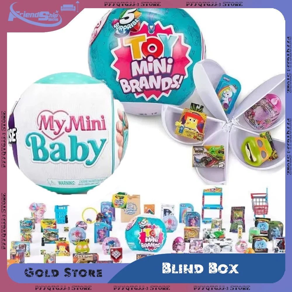 

Zuru Surprise Mini Brands Capsule Toys Mystery 5 Blind Box Fashion Surprise Ball Real Miniature Doll Collectible Toys Gifts