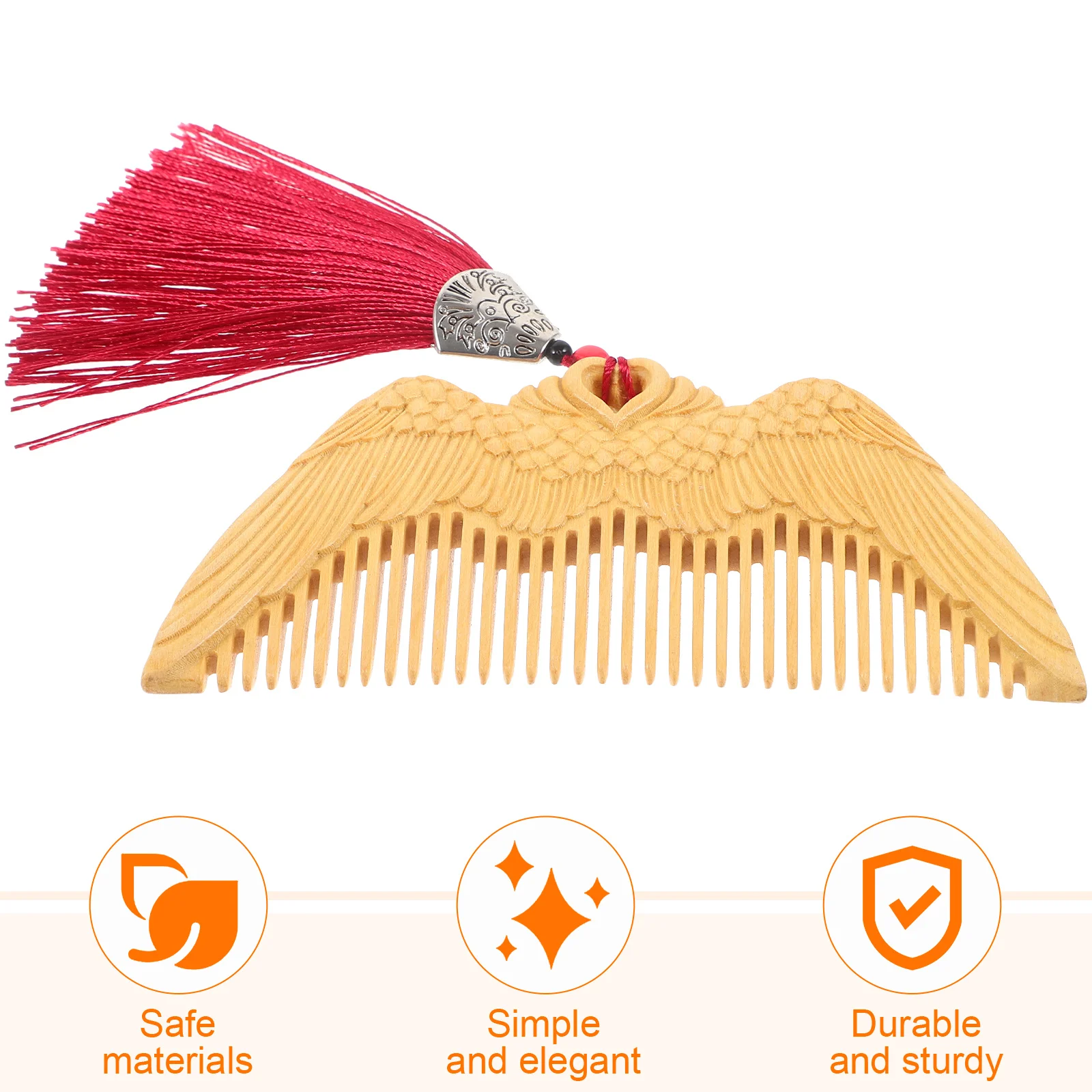 

Wood Comb Compact Smooth Surface Rounded Teeth Detangler for Thick Hair Fine Tooth Wooden Comb for Styling