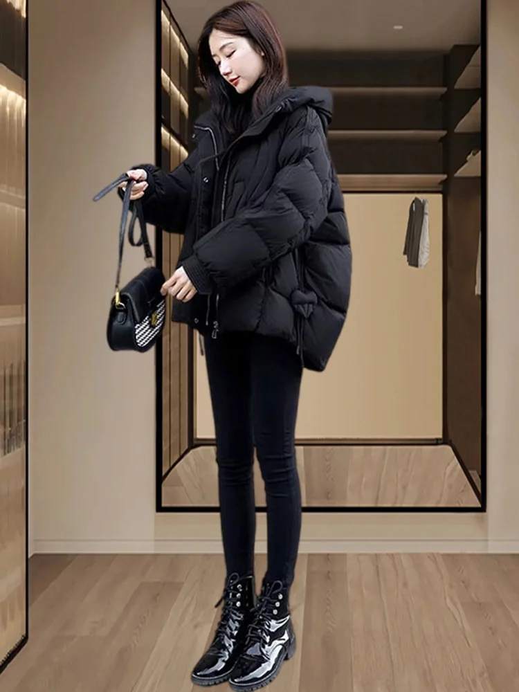 

Женская зимняя утепленная куртка из хлопка с капюшоном в корейском стиле, свободного кроя, с длинными рукавами, на молнии
