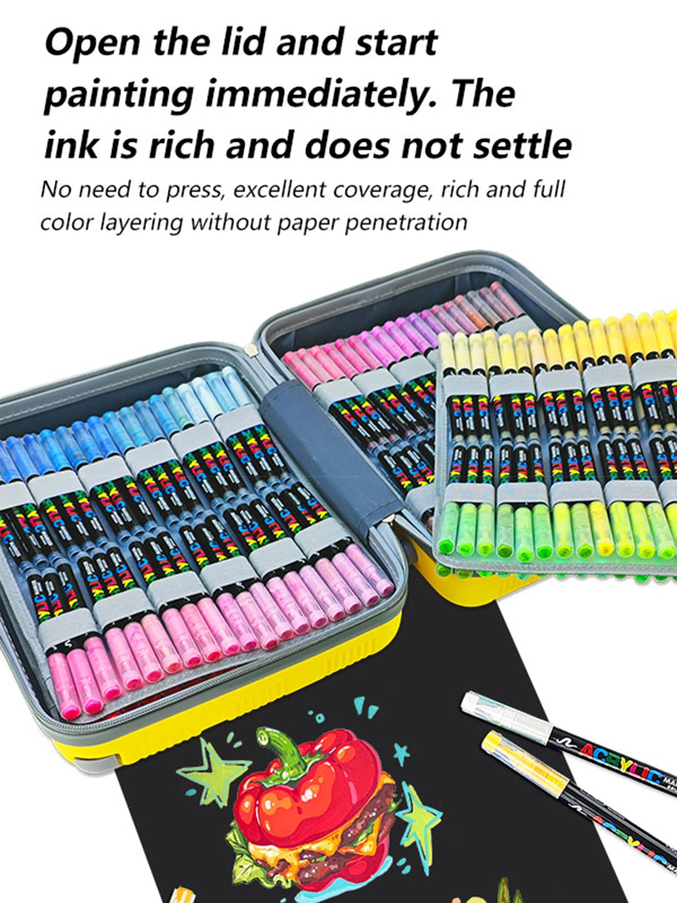 Guangna 360 Color Acrylic Marker Set with Travel Case