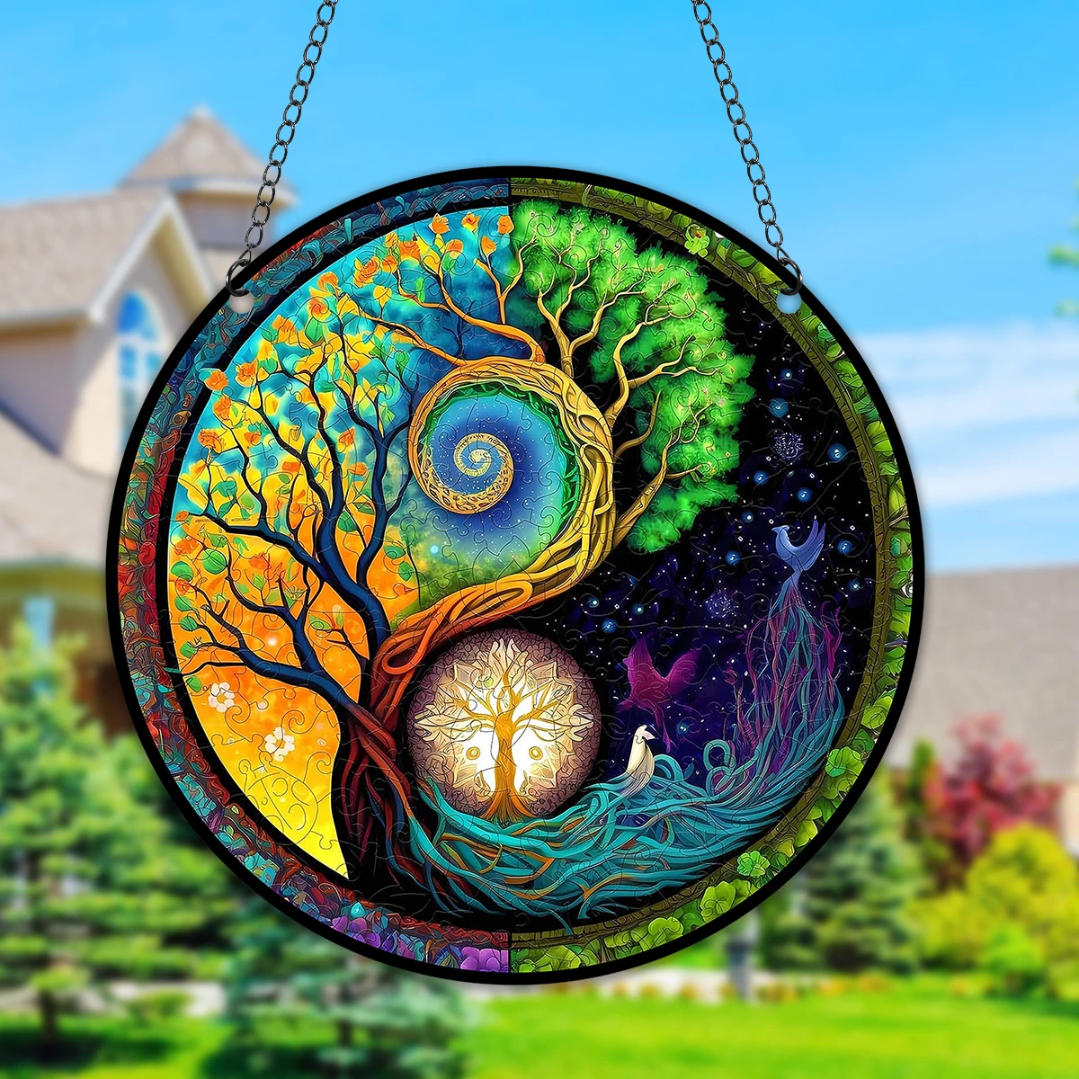 1pc Tree Of Life Stained Window Hanging Decor Tree Of Life Suncatcher,Gift For Woman Man,Indoor Outdoor Home Decor Garden Decor