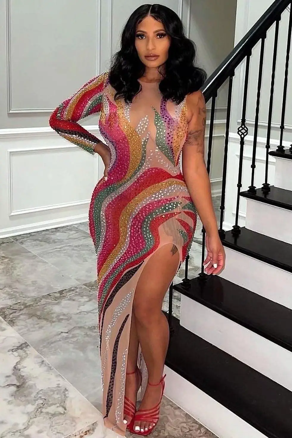 فستان إيما ديامانتي متعدد الألوان