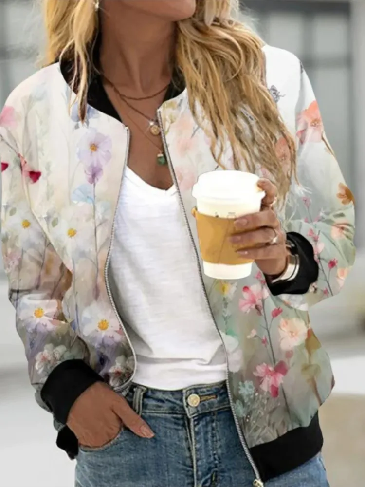 Podzimní zimní dámská bunda s dlouhým rukávem a zipem, nová módní elegantní ležérní sportovní bunda dámské oblečení - náhled 4