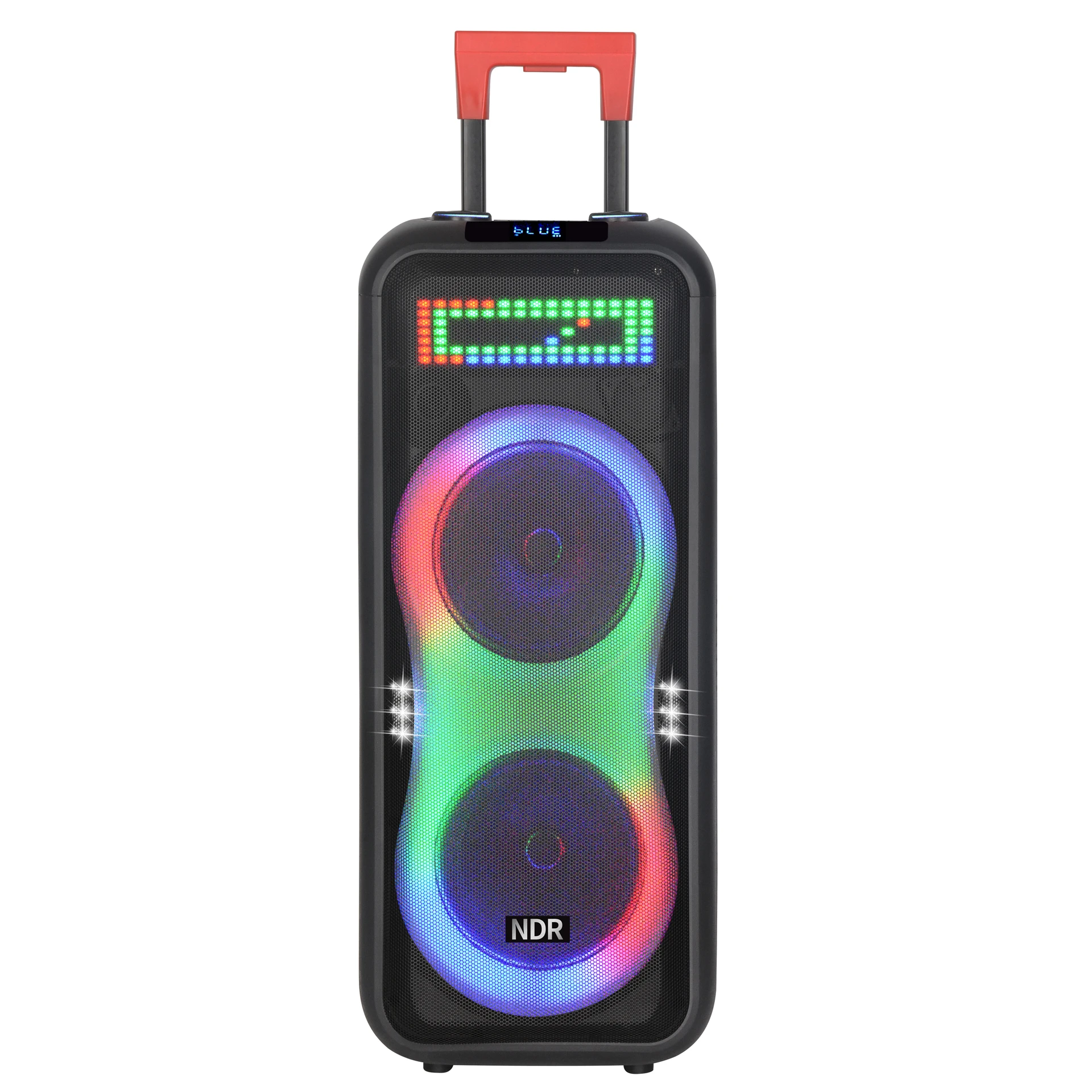 

NDR-1510 Dual 10-Inch Outdoor Home Party DJ Supper Bass 100W Karaoke Mini Wireless RGB Light Subwoofer Trolley Speaker